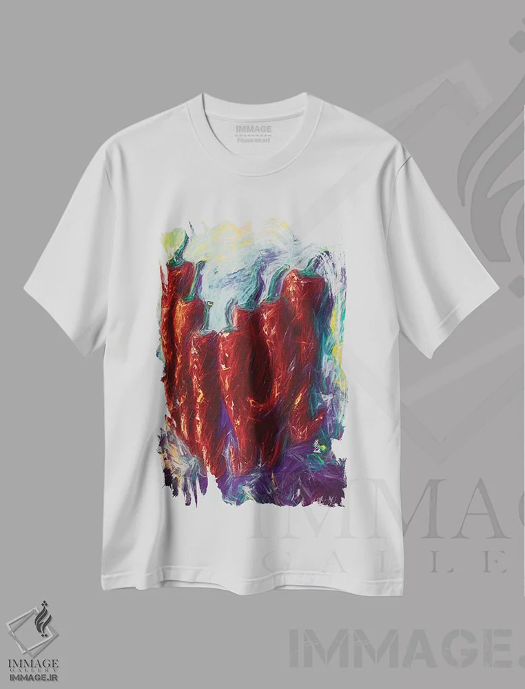 تیشرت سفید طرح دار مه گلی، دکور معاصر اثر اولنا آرت | فروشگاه ایماژ