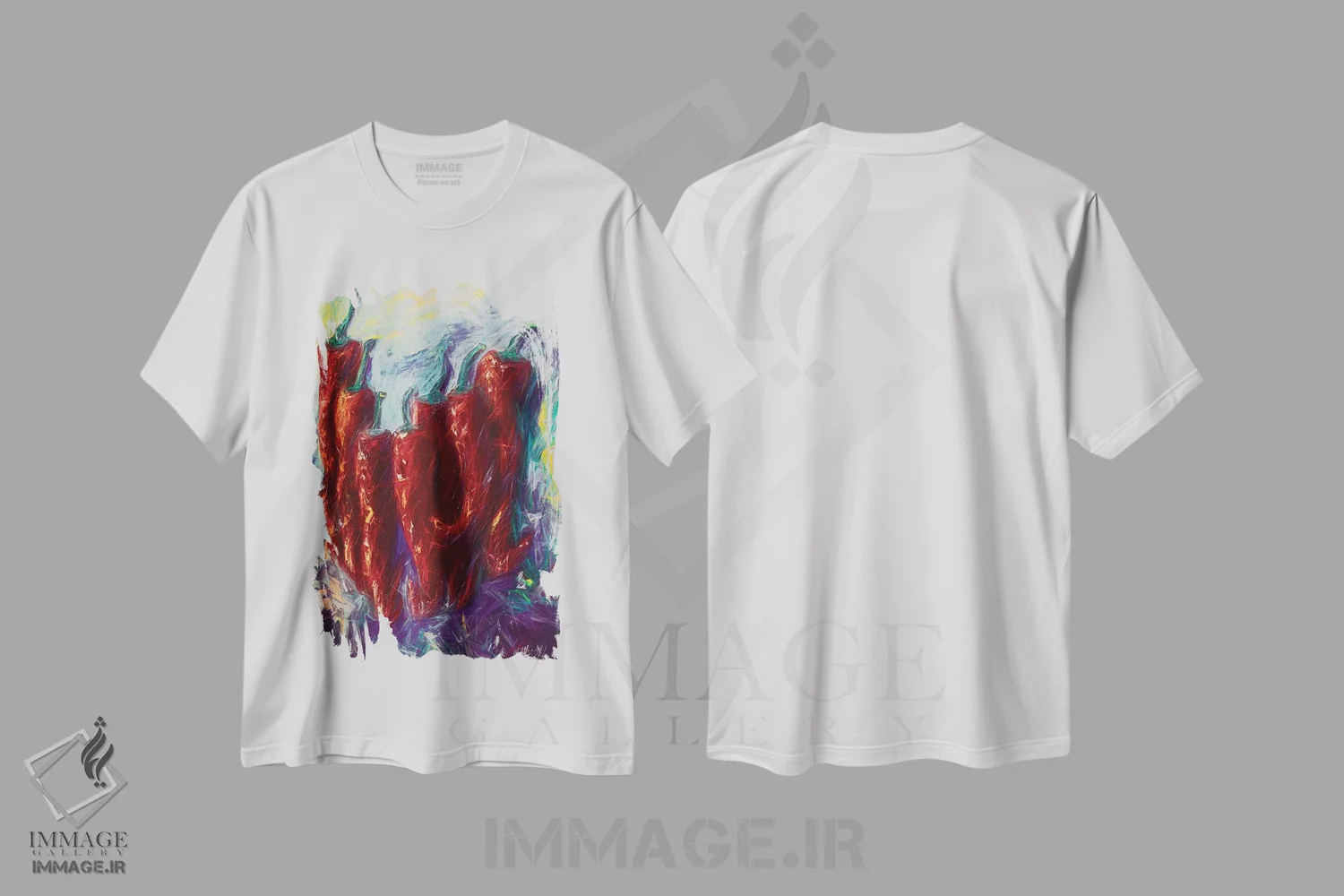 تیشرت سفید طرح دار مه گلی، دکور معاصر اثر اولنا آرت | فروشگاه ایماژ