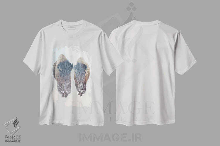 تیشرت سفید طرح دار شکوفه های آفتابی، تزئینی اثر اولنا آرت | فروشگاه ایماژ