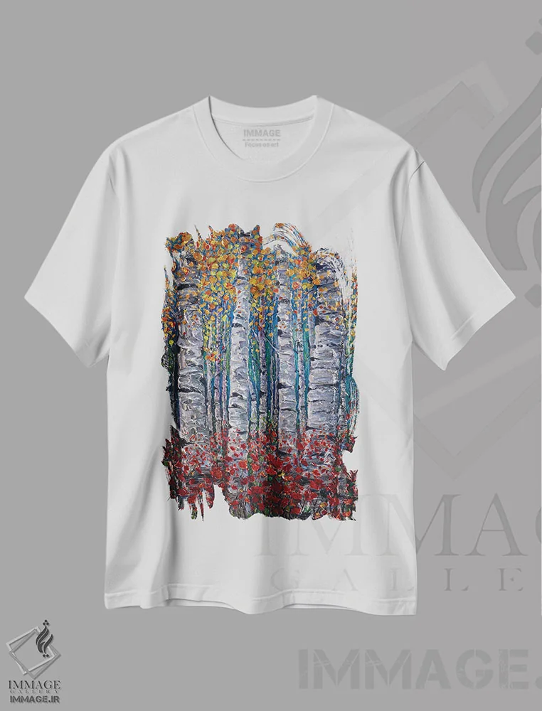 تیشرت سفید طرح دار آثار اولنا آرت - immage.ir