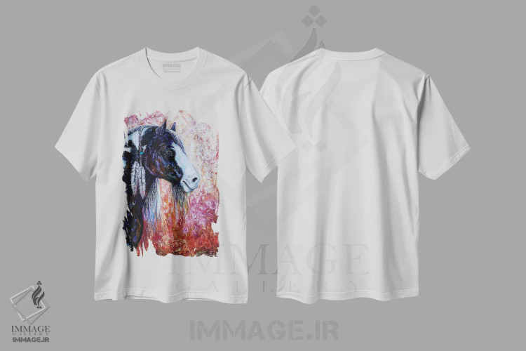 تیشرت سفید طرح دار روح دشت، هنر فاخر معاصر اثر اولنا آرت | فروشگاه ایماژ