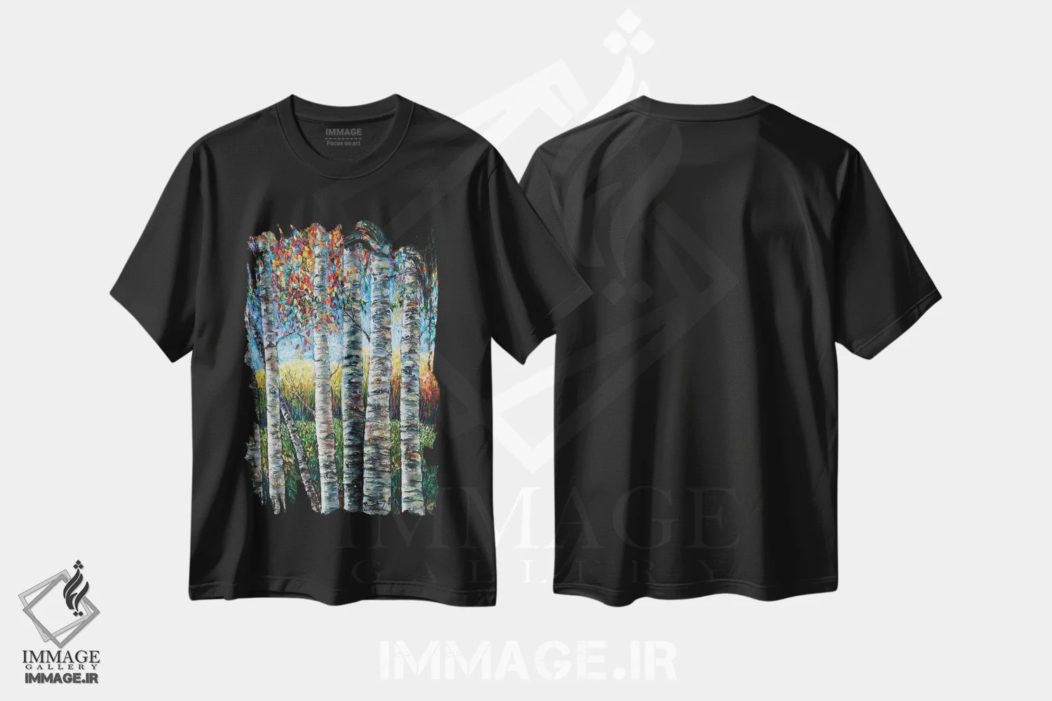 تیشرت مشکی طرح دار بلندی های راکی، هنر فاخر معاصر اثر اولنا آرت | immage.ir