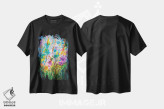 تیشرت مشکی طرح دار چمنزار تابستانی، آبستره اثر اولنا آرت | فروشگاه ایماژ