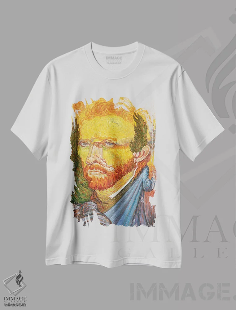 تیشرت سفید طرح دار پرتره دوگانه ون گوگ، مدیوم اثر اولگ شوپلیک | immage.ir
