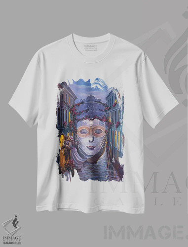 تیشرت سفید طرح دار ونیز، مدیوم اثر اولگ شوپلیک | فروشگاه ایماژ