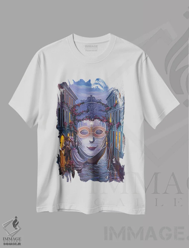 تیشرت سفید طرح دار ونیز، مدیوم اثر اولگ شوپلیک | فروشگاه ایماژ