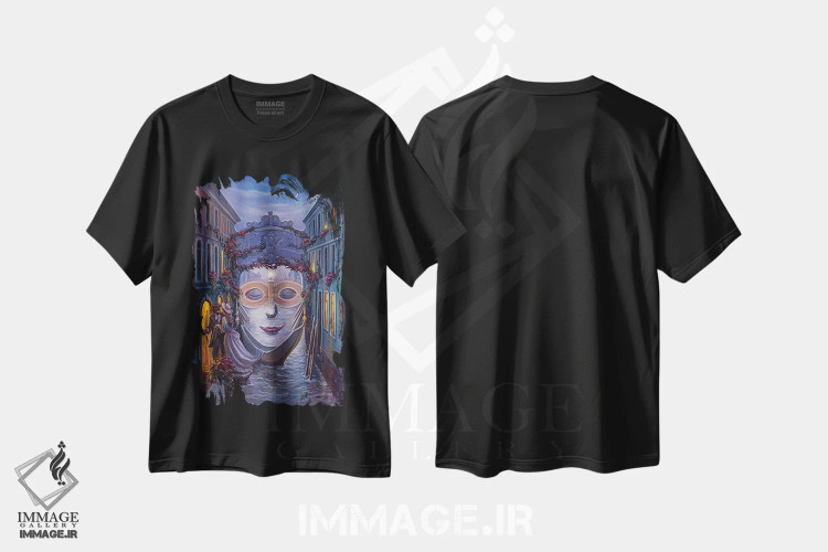 تیشرت مشکی طرح دار ونیز، مدیوم اثر اولگ شوپلیک | immage.ir