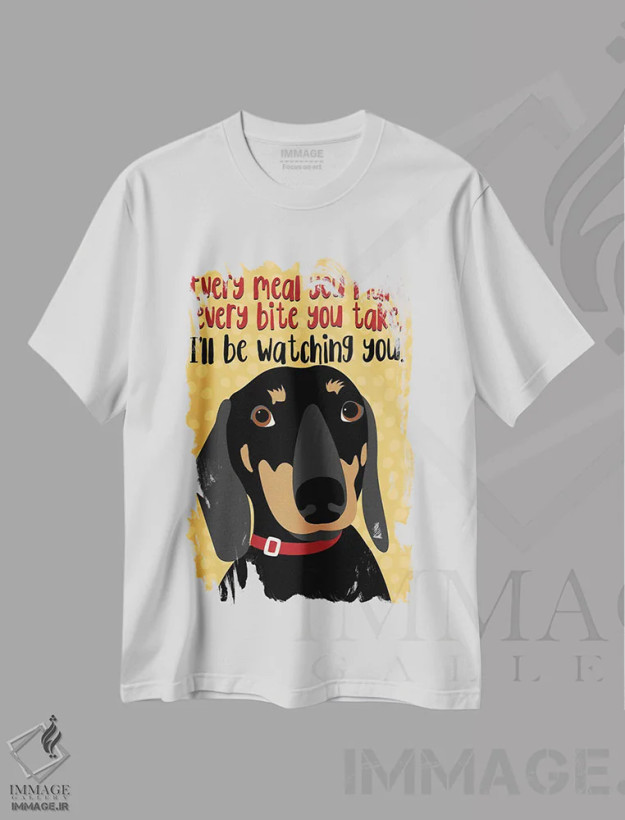 تیشرت سفید طرح دار تک سگ داکسهوند: هر وعده ای که درست می کنی...، هنر دیجیتال اثر جینجر الیفنت | فروشگاه ایماژ