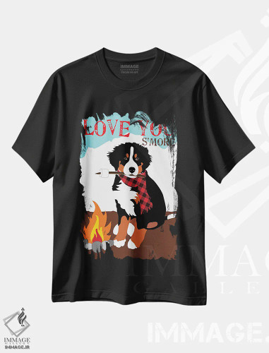 تیشرت مشکی طرح دار سگ کوهستانی برن، هنر دیجیتال اثر جینجر الیفنت | فروشگاه ایماژ