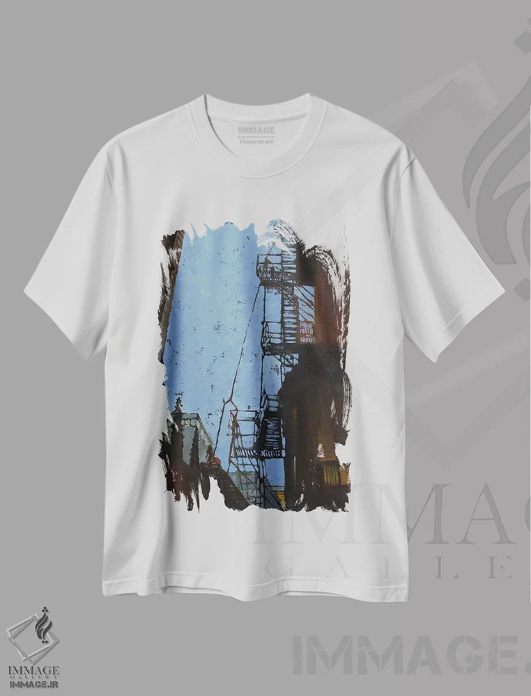 تیشرت سفید طرح دار راه به بالا، دکور معاصر اثر اولا لپتیوا | فروشگاه ایماژ