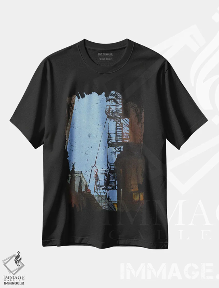 تیشرت مشکی طرح دار راه به بالا، دکور معاصر اثر اولا لپتیوا | immage.ir