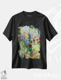 تیشرت مشکی طرح دار گل های وحشی در باغ من، دکور معاصر اثر اولا لپتیوا | فروشگاه ایماژ