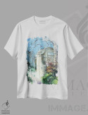 تیشرت سفید طرح دار باغ های لوگزامبورگ در پاریس، دکور معاصر اثر اولا لپتیوا | فروشگاه ایماژ