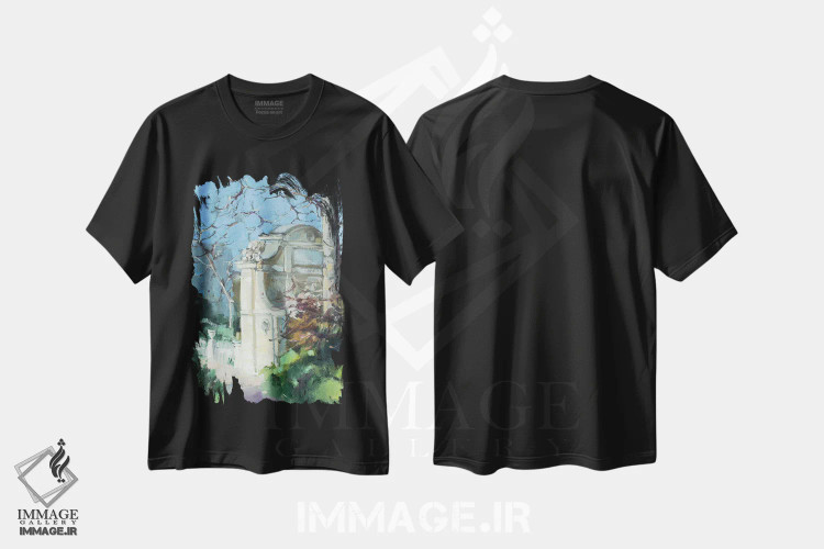 تیشرت مشکی طرح دار باغ های لوگزامبورگ در پاریس، دکور معاصر اثر اولا لپتیوا | immage.ir