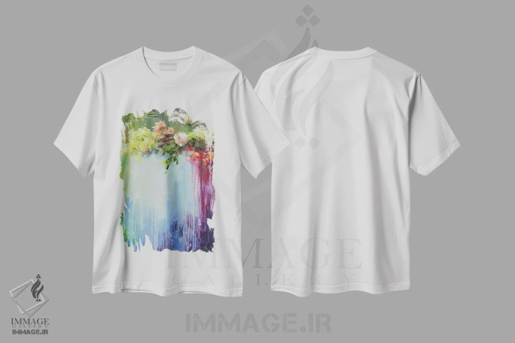 تیشرت سفید طرح دار بانوی متفکر گل ها را فراموش کرد، آبستره اثر اولا لپتیوا | فروشگاه ایماژ