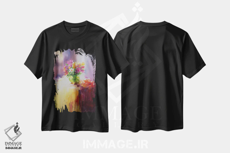 تیشرت مشکی طرح دار لاله ها، دکور معاصر اثر اولا لپتیوا | فروشگاه ایماژ