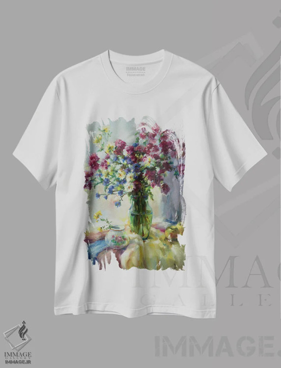تیشرت سفید طرح دار گل های پاییزی با عشق تقدیم تو، دکور معاصر اثر اولا لپتیوا | immage.ir