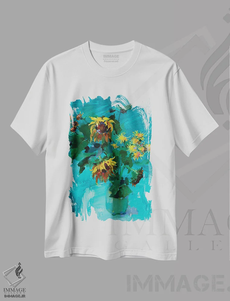 تیشرت سفید طرح دار روز آفتابی، دکور معاصر اثر اولا لپتیوا | فروشگاه ایماژ
