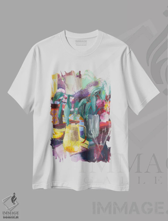 تیشرت سفید طرح دار انرژی روز اثر اولا لپتیوا | فروشگاه ایماژ