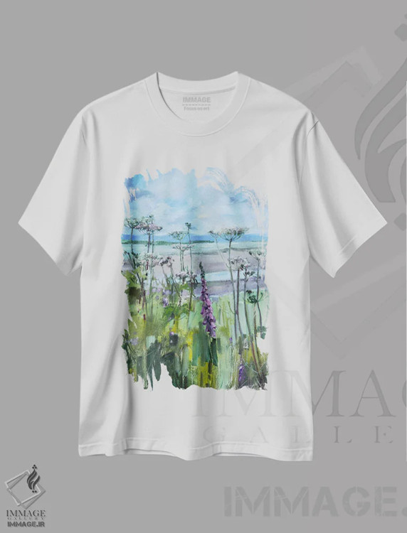 تیشرت سفید طرح دار زمانی که دریا عقب می نشیند، مدیوم اثر اولا لپتیوا | immage.ir