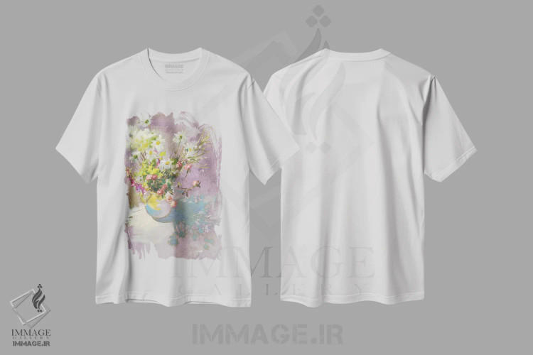 تیشرت سفید طرح دار حال وهوای گلی تابستان، دکور معاصر اثر اولا لپتیوا | فروشگاه ایماژ