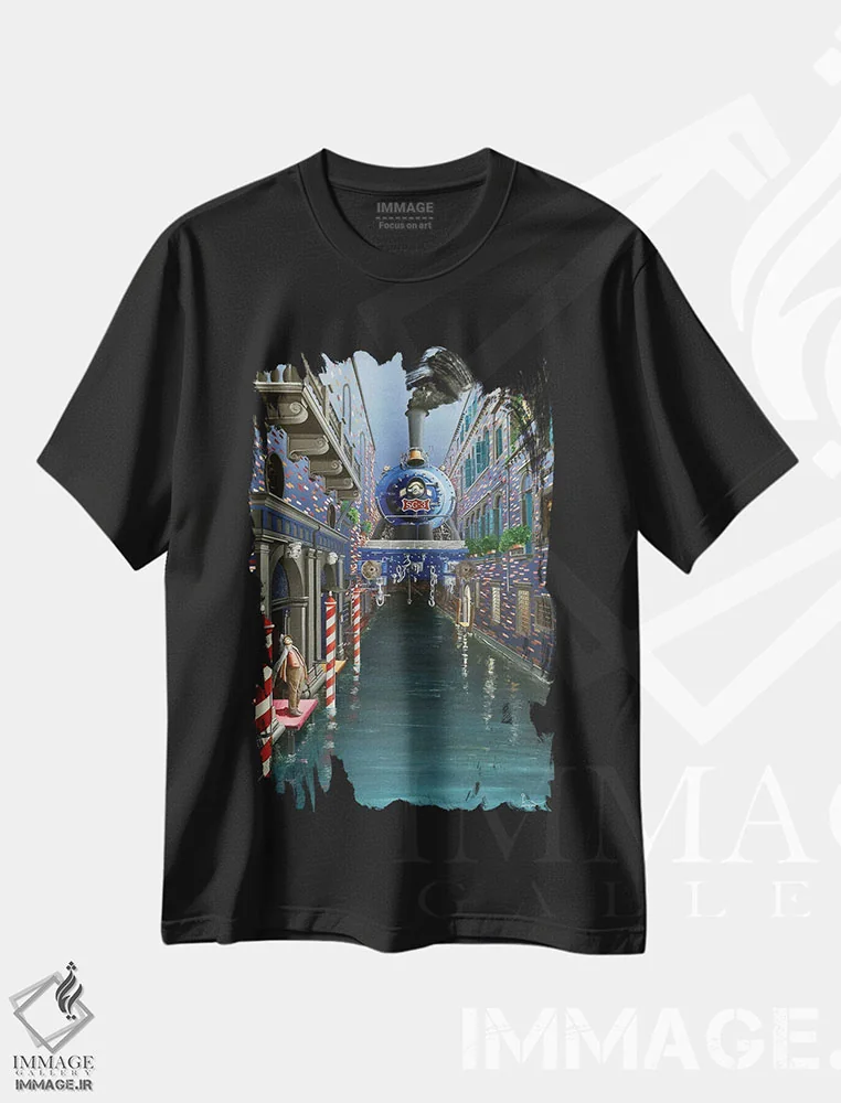 تیشرت مشکی طرح دار نجوای شیرینت، هنر فاخر معاصر اثر اولیویه لامبوری | immage.ir