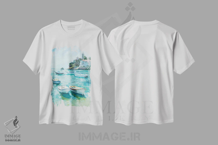 تیشرت سفید طرح دار تعطیلات فراموش نشدنی کنار دریا، دکور معاصر اثر اولا لپتیوا | immage.ir
