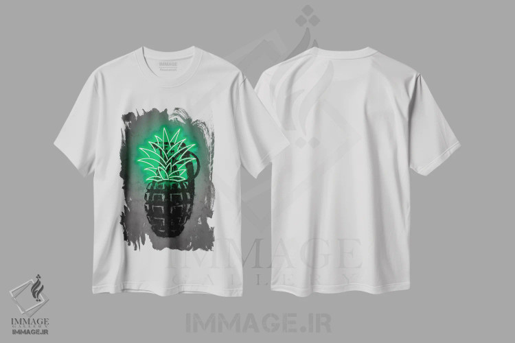 تیشرت سفید طرح دار فیفتی سنت، هنر دیجیتال اثر اکتاویان میلو | فروشگاه ایماژ