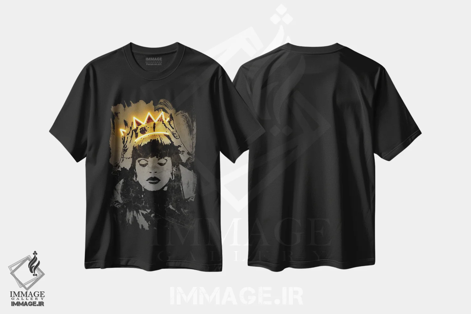 تیشرت مشکی طرح دار ریانا، هنر دیجیتال اثر اکتاویان میلو | فروشگاه ایماژ