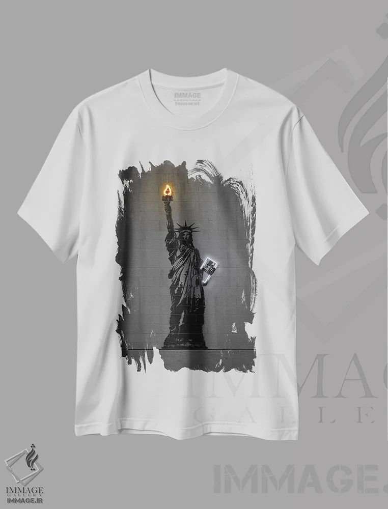 تیشرت سفید طرح دار مجسمه آزادی، هنر دیجیتال اثر اکتاویان میلو | فروشگاه ایماژ