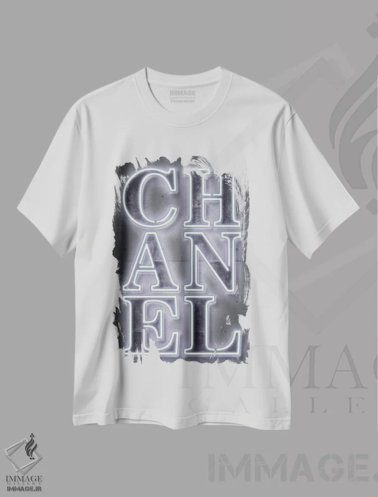 تیشرت سفید طرح دار شانل، هنر دیجیتال اثر اکتاویان میلو | فروشگاه ایماژ