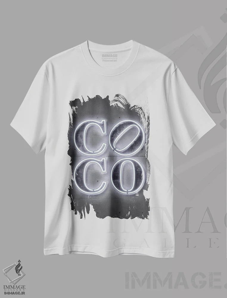 تیشرت سفید طرح دار کوکو، هنر دیجیتال اثر اکتاویان میلو | immage.ir