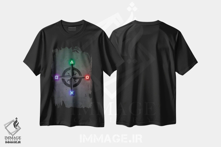 تیشرت مشکی طرح دار دستورالعمل بازی، هنر دیجیتال اثر اکتاویان میلو | immage.ir