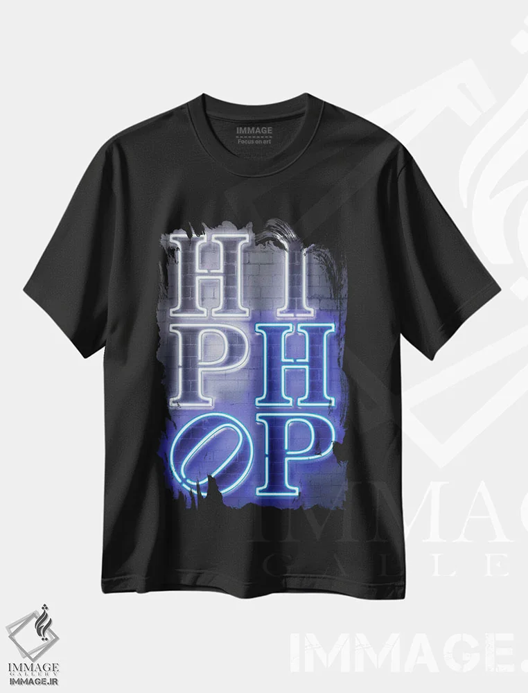 تیشرت مشکی طرح دار هیپ هاپ، هنر دیجیتال اثر اکتاویان میلو | فروشگاه ایماژ