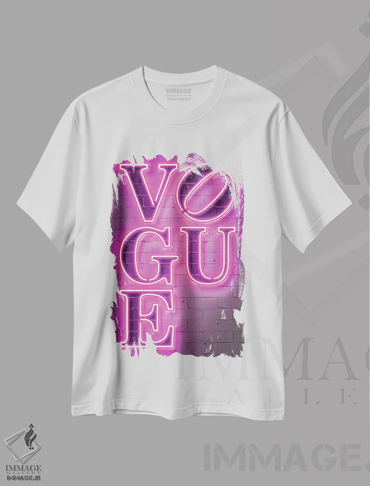 تیشرت سفید طرح دار ووگ، هنر دیجیتال اثر اکتاویان میلو | فروشگاه ایماژ