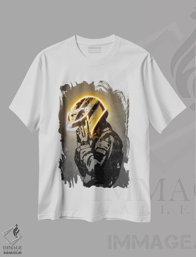 تیشرت سفید طرح دار سنا، هنر دیجیتال اثر اکتاویان میلو | immage.ir