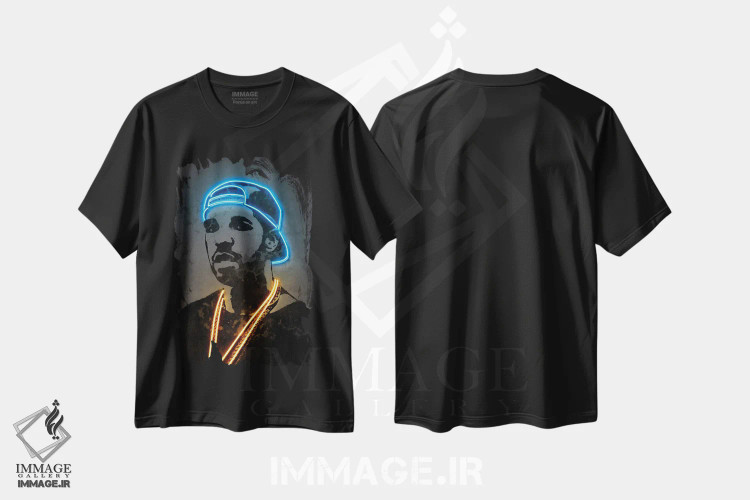 تیشرت مشکی طرح دار دریک، هنر دیجیتال اثر اکتاویان میلو | فروشگاه ایماژ