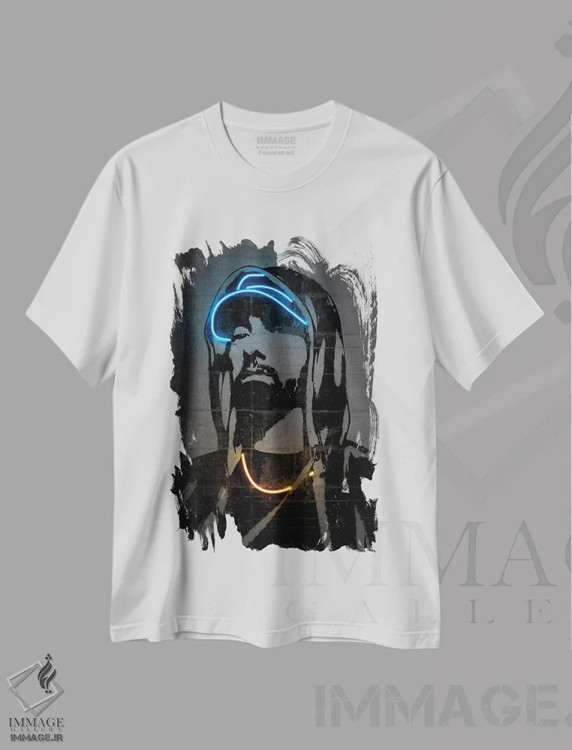 تیشرت سفید طرح دار امینم، هنر دیجیتال اثر اکتاویان میلو | فروشگاه ایماژ