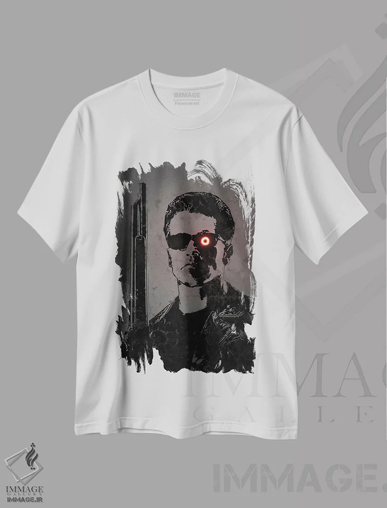 تیشرت سفید طرح دار ترمیناتور، هنر دیجیتال اثر اکتاویان میلو | immage.ir
