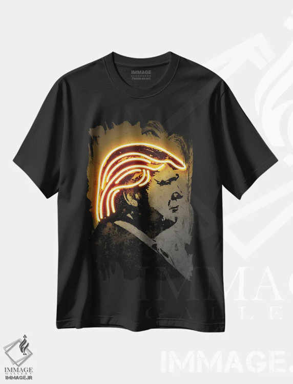 تیشرت مشکی طرح دار ترامپ، تزئینی اثر اکتاویان میلو | immage.ir