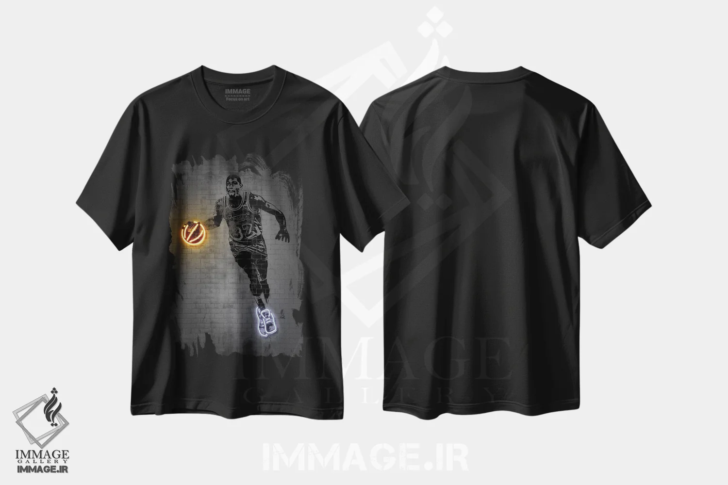 تیشرت مشکی طرح دار مجیک جانسون، هنر آمریکایی آفریقایی تبار اثر اکتاویان میلو | immage.ir