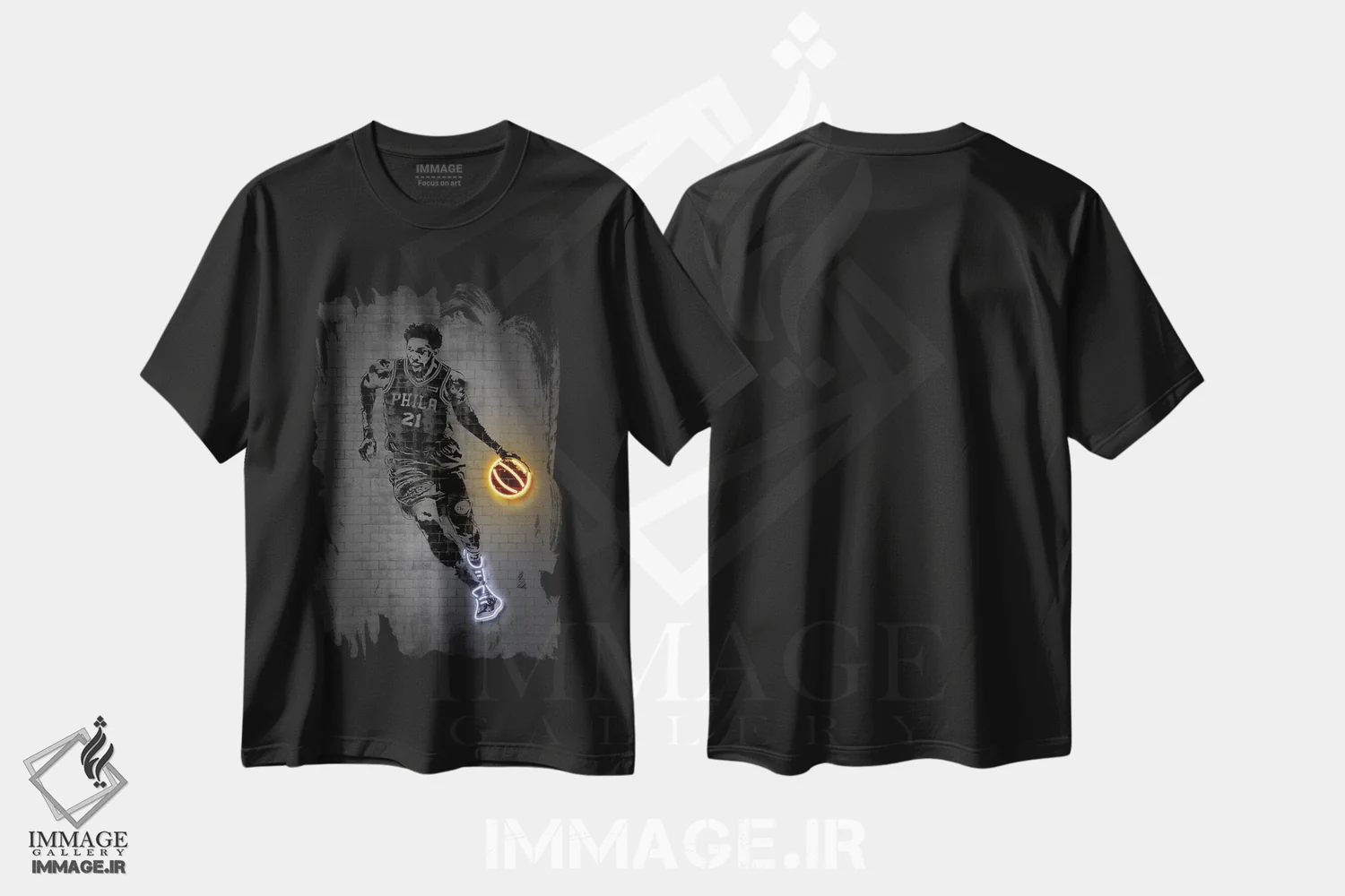 تیشرت مشکی طرح دار جوئل امبید، هنر آمریکایی آفریقایی تبار اثر اکتاویان میلو | immage.ir