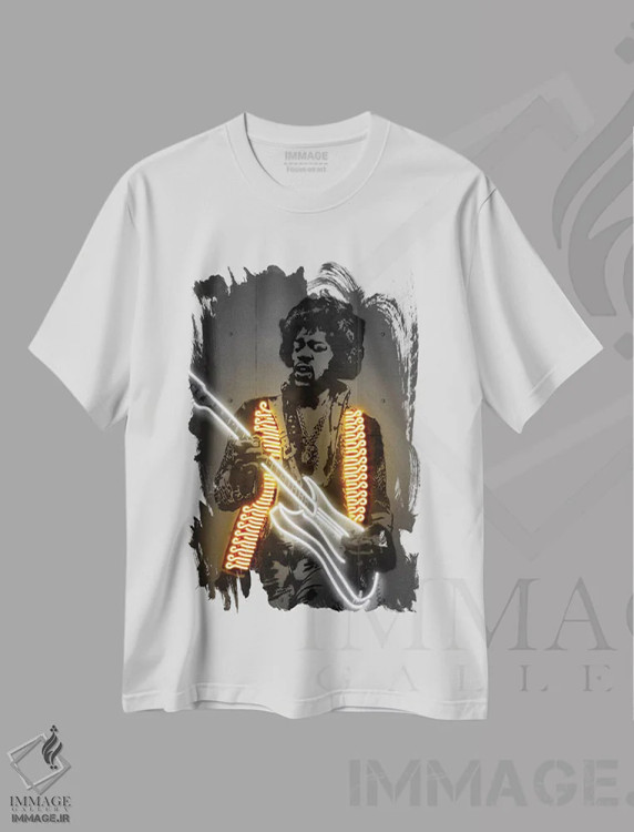 تیشرت سفید طرح دار هندریکس، هنر آمریکایی آفریقایی تبار اثر اکتاویان میلو | immage.ir