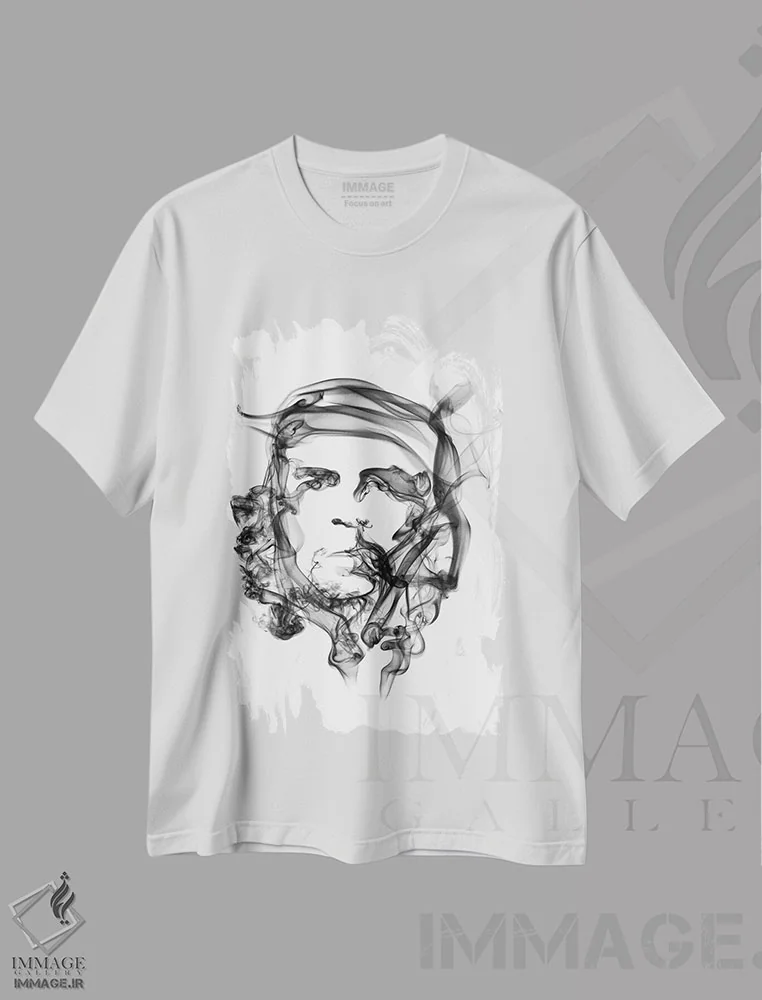 تیشرت سفید طرح دار چه گوارا، هنر تزئینی سیاه و سفید اثر اکتاویان میلو | immage.ir