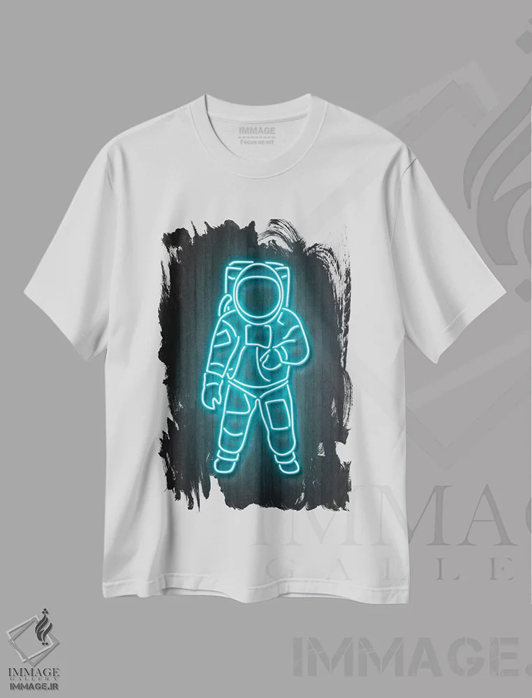 تیشرت سفید طرح دار فضانورد، هنر دیجیتال اثر اکتاویان میلو | فروشگاه ایماژ