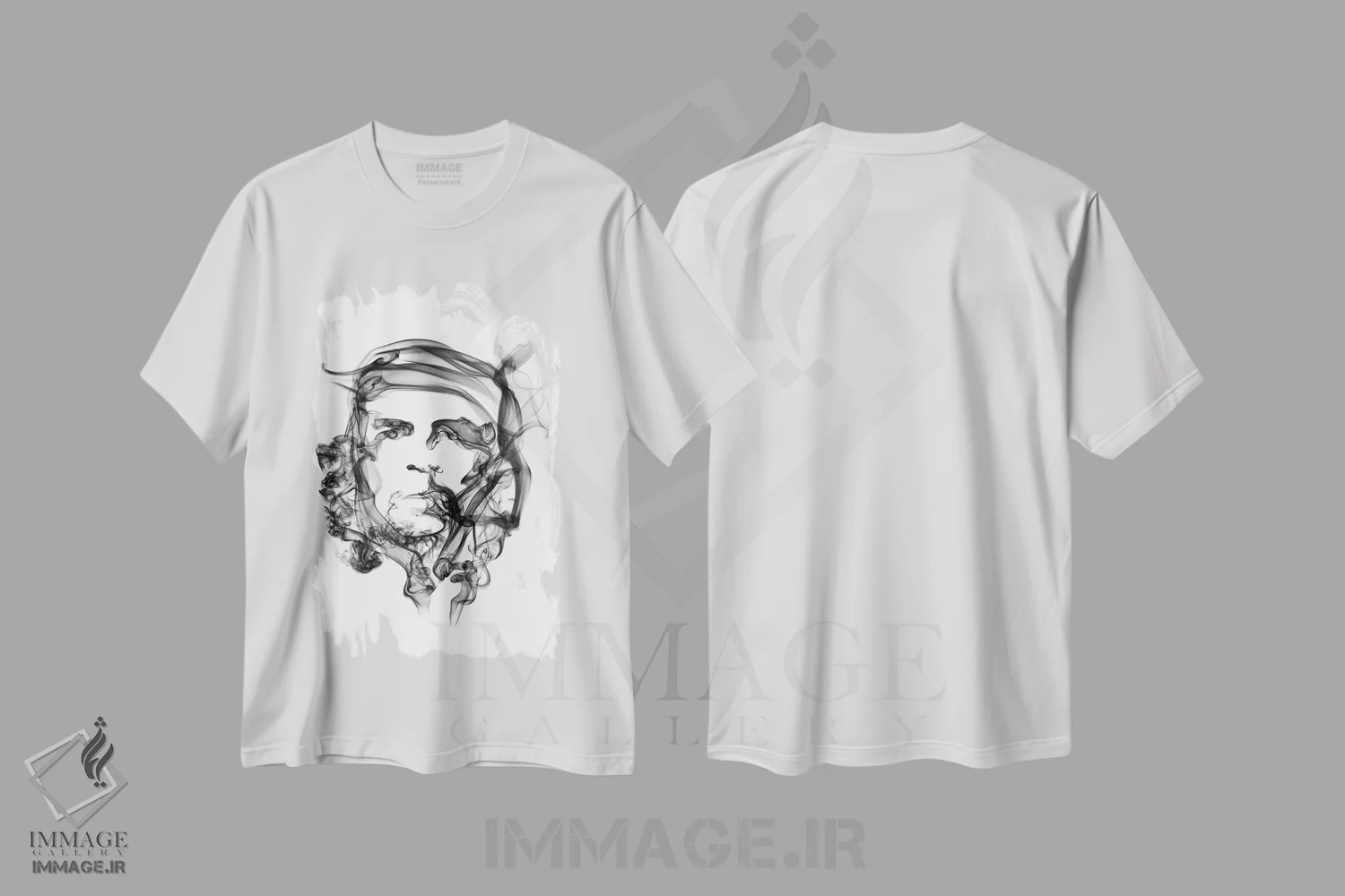 تیشرت سفید طرح دار چه گوارا، هنر تزئینی سیاه و سفید اثر اکتاویان میلو | immage.ir
