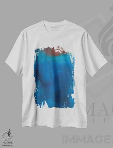 تیشرت سفید طرح دار موج ها اثر میشل اوپنهایمر | فروشگاه ایماژ