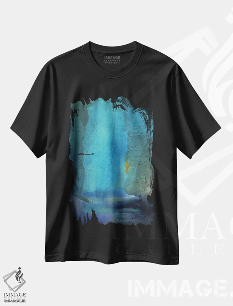 تیشرت مشکی طرح دار واقعیت اثر میشل اوپنهایمر | فروشگاه ایماژ