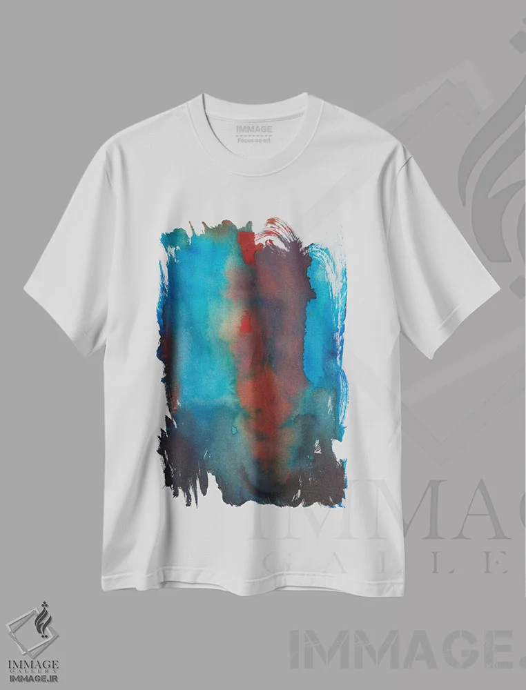 تیشرت سفید طرح دار انفجار سرخ اثر میشل اوپنهایمر | فروشگاه ایماژ