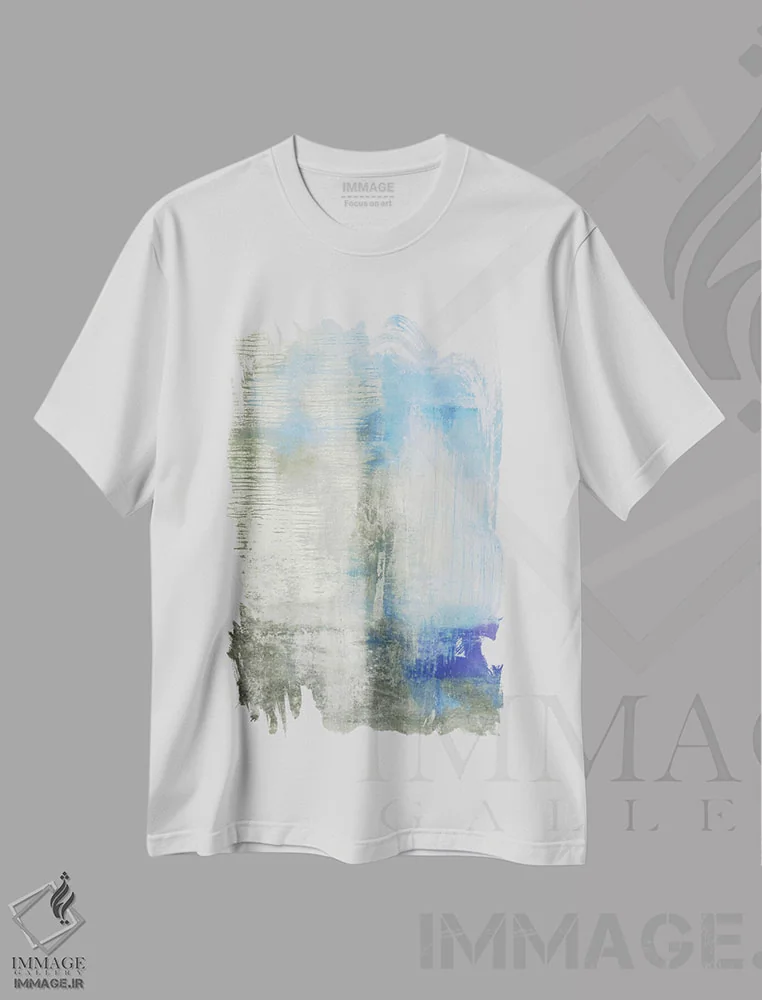 تیشرت سفید طرح دار پرش و چرخش اسب اثر میشل اوپنهایمر | فروشگاه ایماژ